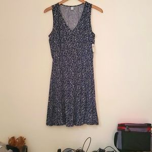 Blue and white floral mid dress